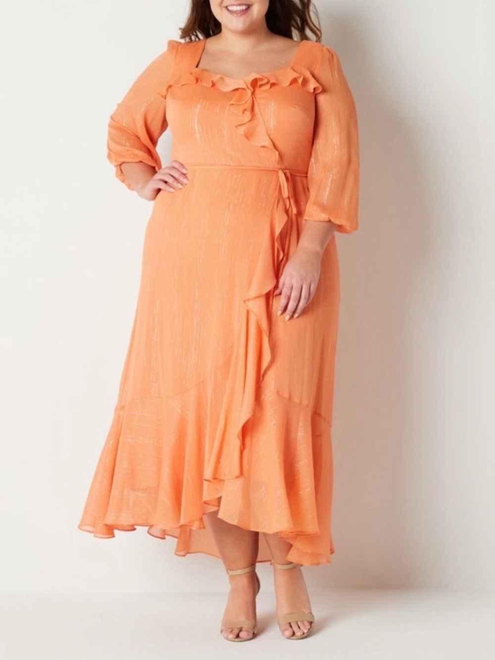 Faux Wrap Ruffle Dress
